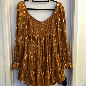 VICI Dress with Gold Feathers